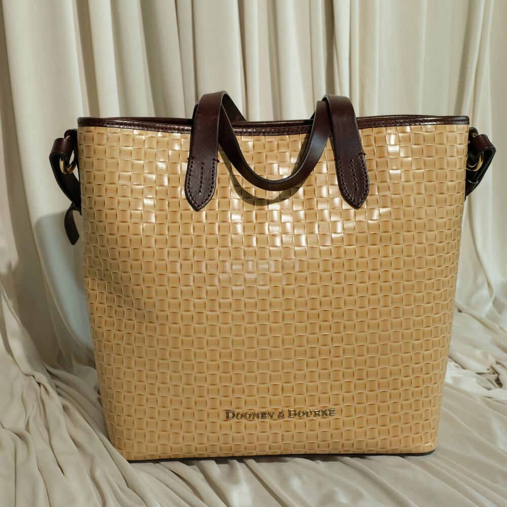 Dooney & Bourke Lilliana Woven Satchel - Beige/Brown, Gold Hardware